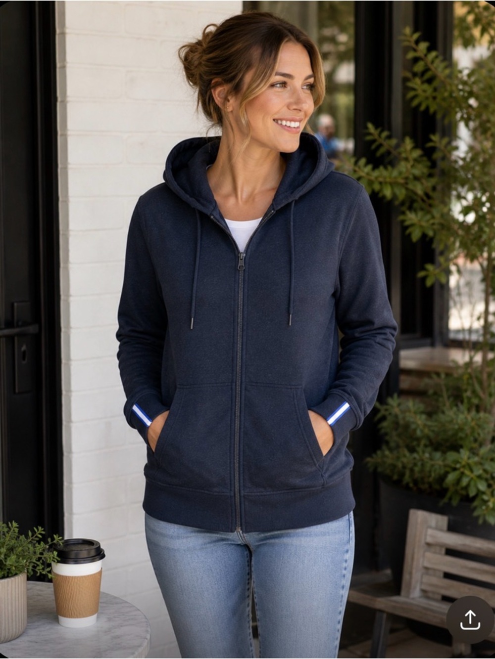 Kit and Ace Navy Full-Zip Hoodie with Hood